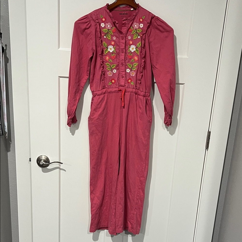 Mini Boden Pink Embroidered Long Sleeve Jumper Sz 9/10 years